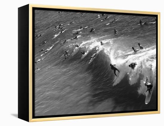 Memorial Paddle Out in Remembrance for Professional Surfer Andy Irons, Huntington Beach, Usa-Micah Wright-Framed Premier Image Canvas