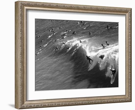 Memorial Paddle Out in Remembrance for Professional Surfer Andy Irons, Huntington Beach, Usa-Micah Wright-Framed Photographic Print