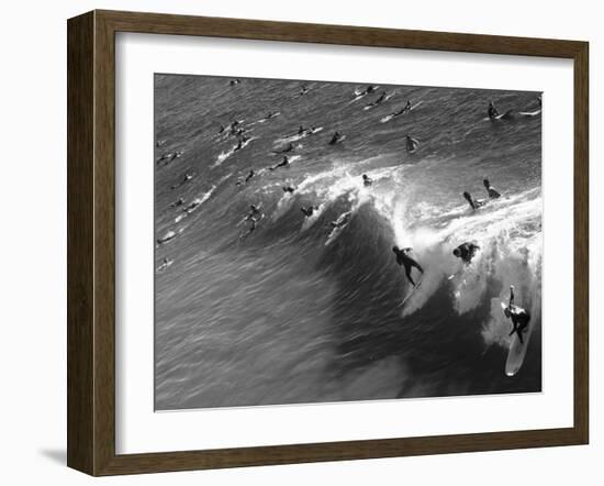 Memorial Paddle Out in Remembrance for Professional Surfer Andy Irons, Huntington Beach, Usa-Micah Wright-Framed Photographic Print