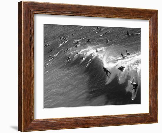 Memorial Paddle Out in Remembrance for Professional Surfer Andy Irons, Huntington Beach, Usa-Micah Wright-Framed Photographic Print