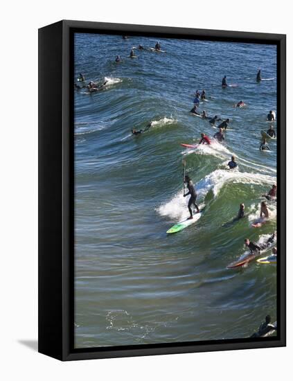 Memorial Paddle Out in Remembrance for Professional Surfer Andy Irons, Huntington Beach, Usa-Micah Wright-Framed Premier Image Canvas