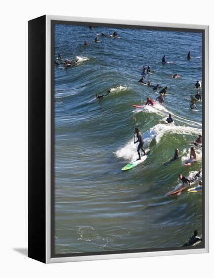 Memorial Paddle Out in Remembrance for Professional Surfer Andy Irons, Huntington Beach, Usa-Micah Wright-Framed Premier Image Canvas