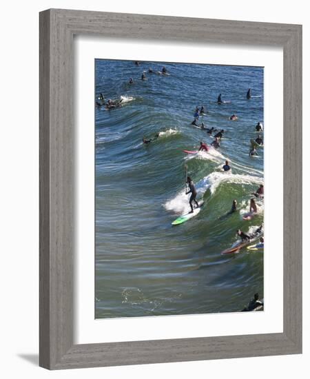 Memorial Paddle Out in Remembrance for Professional Surfer Andy Irons, Huntington Beach, Usa-Micah Wright-Framed Photographic Print