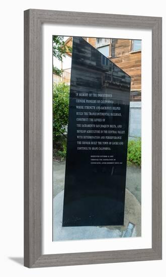 Memorial plaque Tribute to Chinese Pioneers at Chinese American Town, Locke-null-Framed Photographic Print
