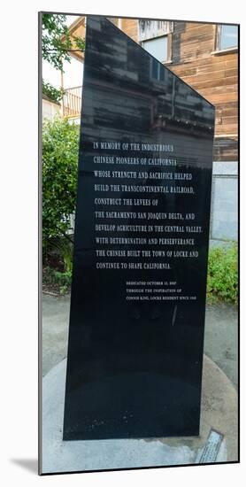 Memorial plaque Tribute to Chinese Pioneers at Chinese American Town, Locke-null-Mounted Photographic Print