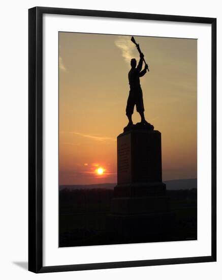 Memorial Statue of a Civil War Soldier on Cemetery Ridge on Gettysburg Battlefield-null-Framed Photographic Print