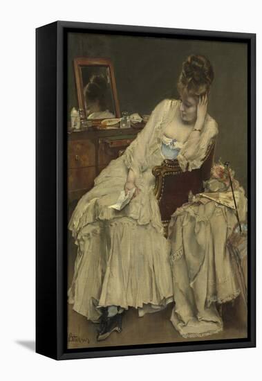 Memories and Regrets, C.1874 (Oil on Canvas)-Alfred Emile Stevens-Framed Premier Image Canvas