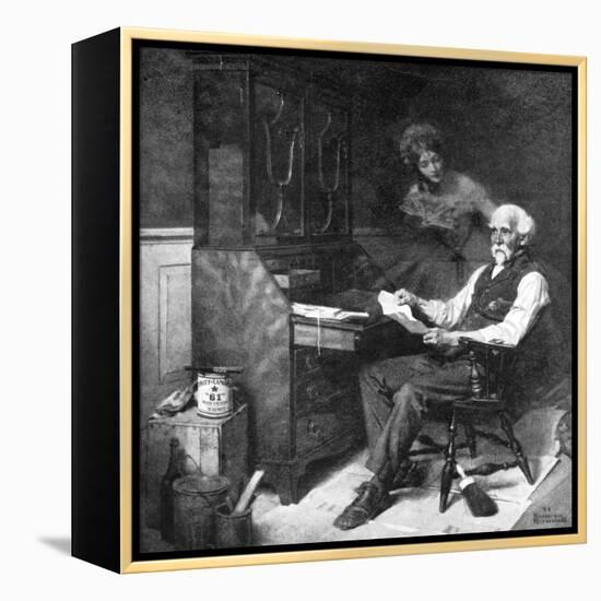 Memories (or Elderly Gentleman Reminded of a Past Love)-Norman Rockwell-Framed Premier Image Canvas