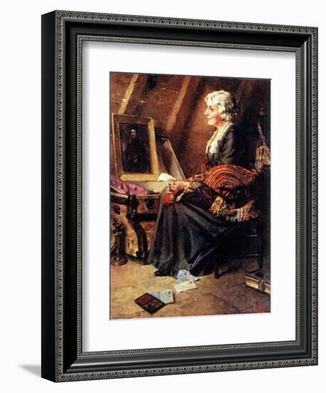 Memories (or Woman Reading Love Letters in Attic)-Norman Rockwell-Framed Giclee Print