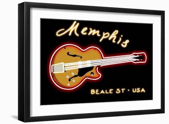 Memphis, Tennesse - Neon Guitar Sign-Lantern Press-Framed Art Print