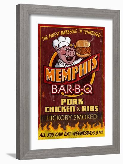 Memphis, Tennessee - Barbecue-Lantern Press-Framed Premium Giclee Print