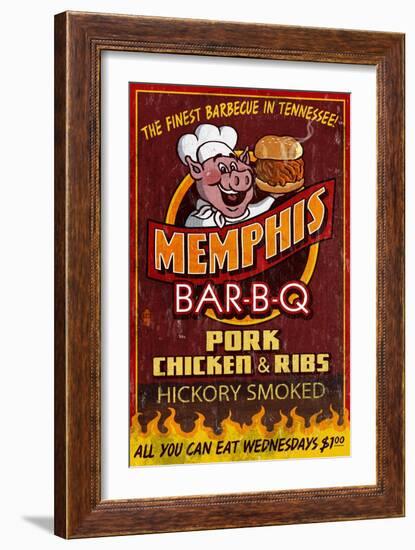 Memphis, Tennessee - Barbecue-Lantern Press-Framed Premium Giclee Print