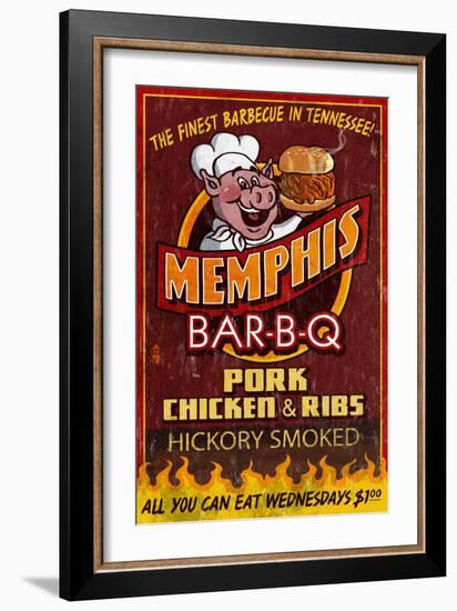 Memphis, Tennessee - Barbecue-Lantern Press-Framed Premium Giclee Print