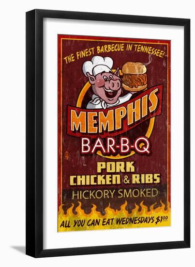 Memphis, Tennessee - Barbecue-Lantern Press-Framed Premium Giclee Print