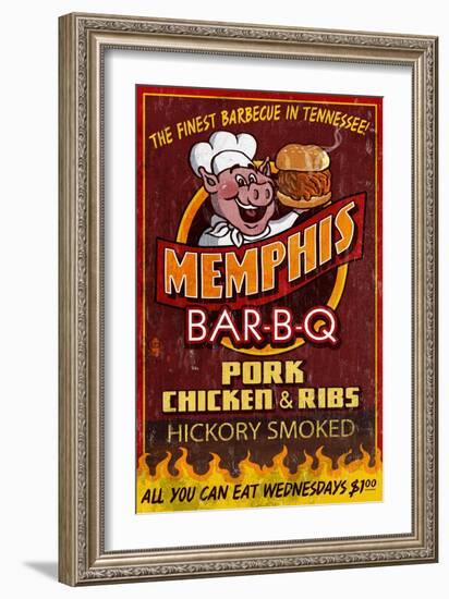 Memphis, Tennessee - Barbecue-Lantern Press-Framed Art Print