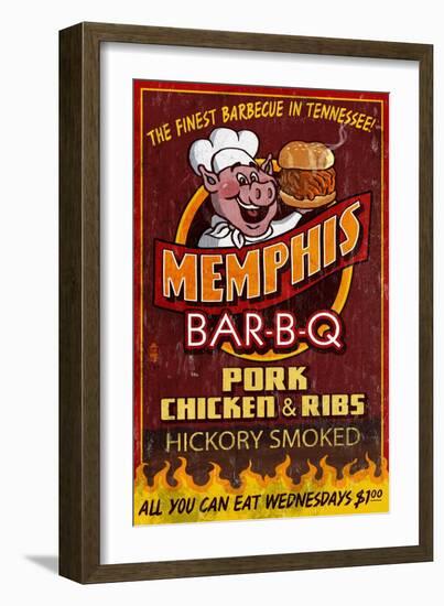 Memphis, Tennessee - Barbecue-Lantern Press-Framed Art Print