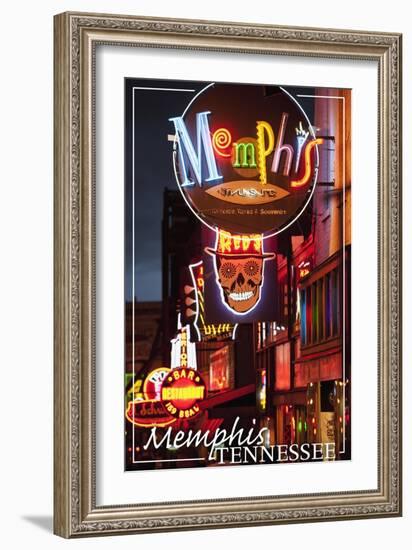 Memphis, Tennessee - Beale Street-Lantern Press-Framed Art Print