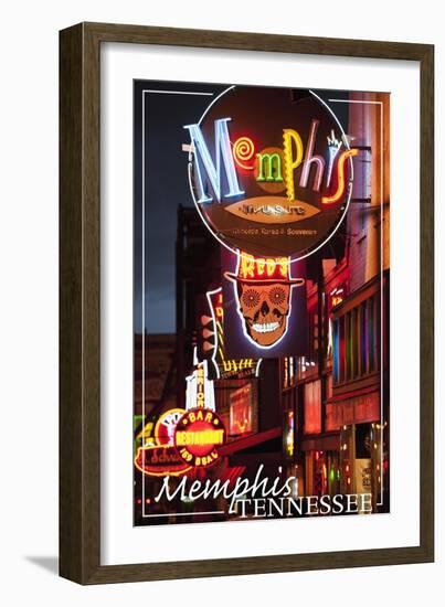 Memphis, Tennessee - Beale Street-Lantern Press-Framed Art Print