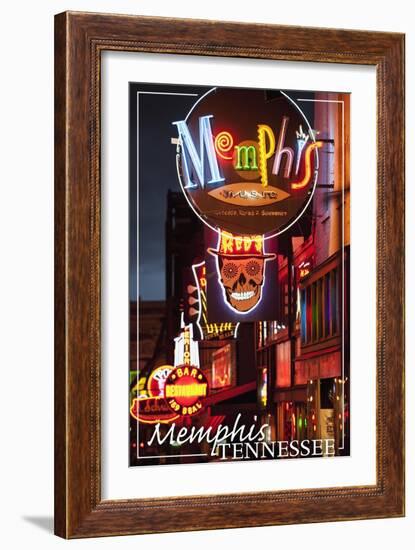 Memphis, Tennessee - Beale Street-Lantern Press-Framed Art Print