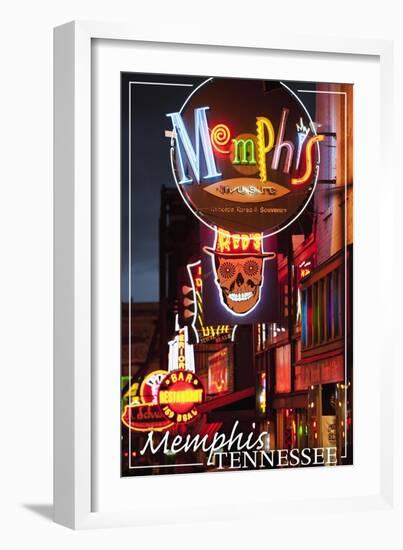 Memphis, Tennessee - Beale Street-Lantern Press-Framed Art Print