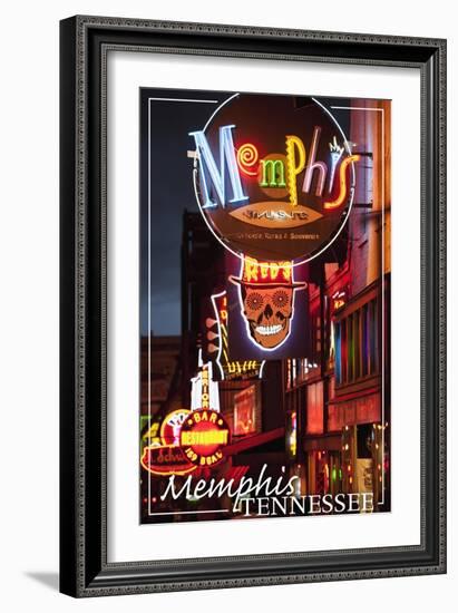 Memphis, Tennessee - Beale Street-Lantern Press-Framed Art Print