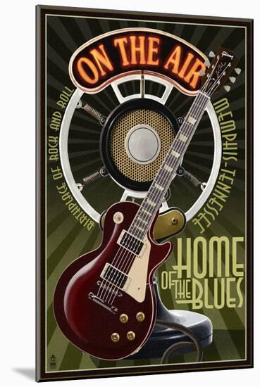 Memphis, Tennessee - Guitar and Microphone-Lantern Press-Mounted Art Print