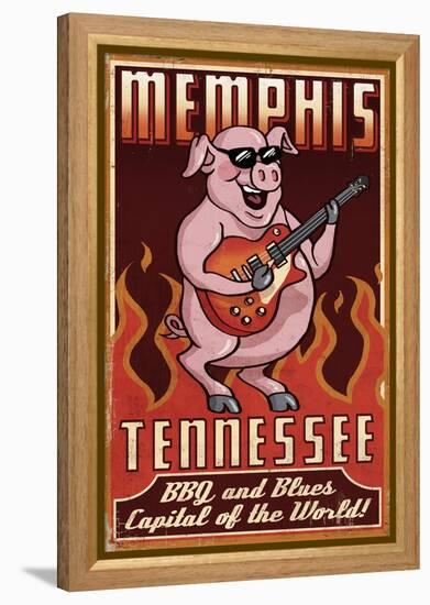 Memphis, Tennessee - Guitar Pig-Lantern Press-Framed Stretched Canvas