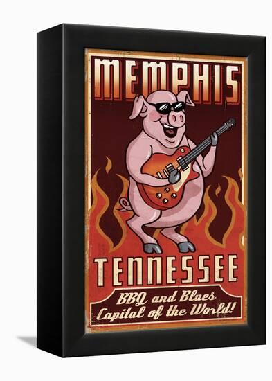 Memphis, Tennessee - Guitar Pig-Lantern Press-Framed Stretched Canvas