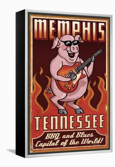 Memphis, Tennessee - Guitar Pig-Lantern Press-Framed Stretched Canvas