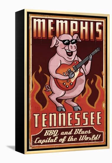 Memphis, Tennessee - Guitar Pig-Lantern Press-Framed Stretched Canvas