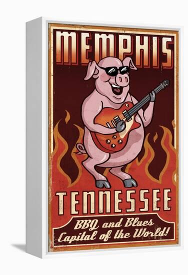 Memphis, Tennessee - Guitar Pig-Lantern Press-Framed Stretched Canvas