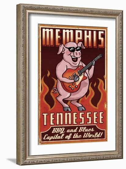 Memphis, Tennessee - Guitar Pig-Lantern Press-Framed Premium Giclee Print