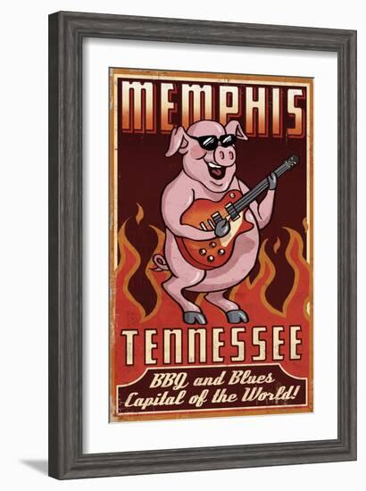 Memphis, Tennessee - Guitar Pig-Lantern Press-Framed Art Print