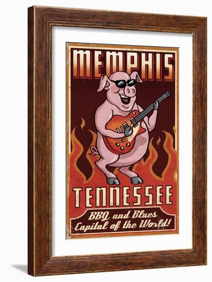 Memphis, Tennessee - Guitar Pig-Lantern Press-Framed Art Print