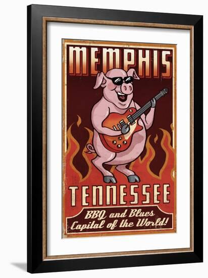 Memphis, Tennessee - Guitar Pig-Lantern Press-Framed Art Print