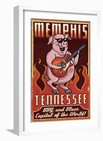 Memphis, Tennessee - Guitar Pig-Lantern Press-Framed Art Print