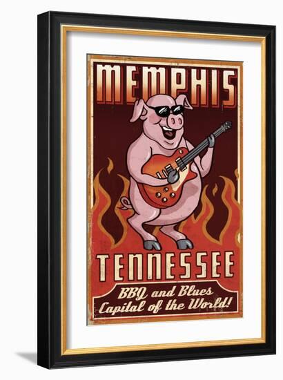 Memphis, Tennessee - Guitar Pig-Lantern Press-Framed Art Print