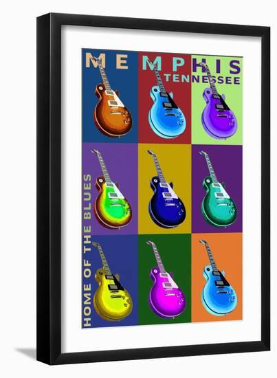 Memphis, Tennessee - Guitar Pop Art-Lantern Press-Framed Art Print