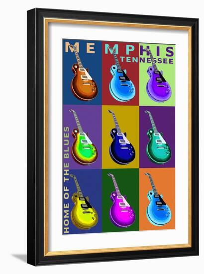 Memphis, Tennessee - Guitar Pop Art-Lantern Press-Framed Art Print