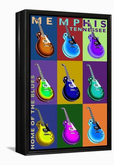 Memphis, Tennessee - Guitar Pop Art-Lantern Press-Framed Stretched Canvas