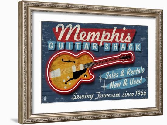 Memphis, Tennessee - Guitar Shack-Lantern Press-Framed Art Print