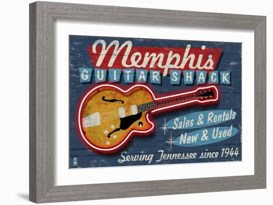 Memphis, Tennessee - Guitar Shack-Lantern Press-Framed Art Print