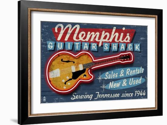 Memphis, Tennessee - Guitar Shack-Lantern Press-Framed Art Print