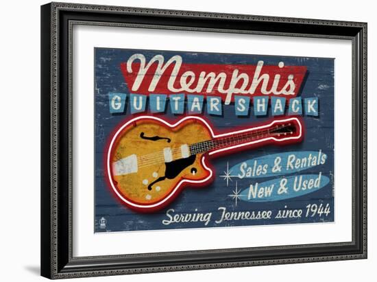 Memphis, Tennessee - Guitar Shack-Lantern Press-Framed Art Print