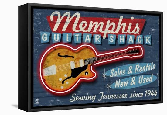 Memphis, Tennessee - Guitar Shack-Lantern Press-Framed Stretched Canvas