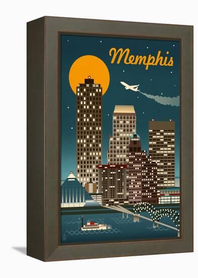 Memphis, Tennessee - Retro Skyline-Lantern Press-Framed Stretched Canvas
