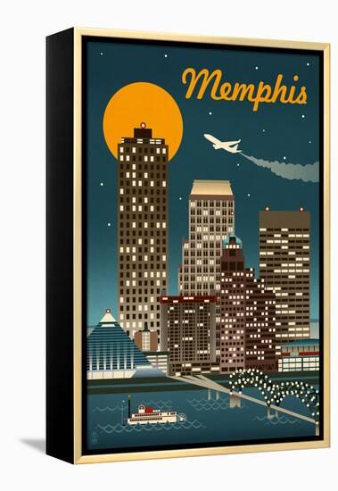 Memphis, Tennessee - Retro Skyline-Lantern Press-Framed Stretched Canvas