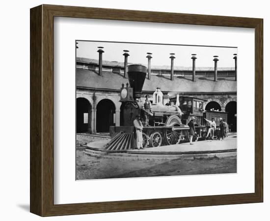 Men and Canadian Locomotive-null-Framed Photographic Print