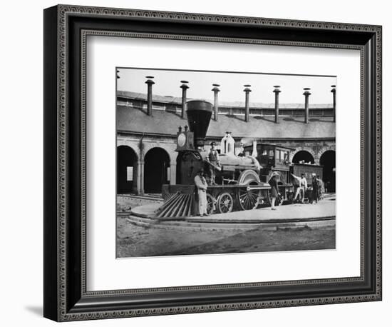 Men and Canadian Locomotive-null-Framed Photographic Print