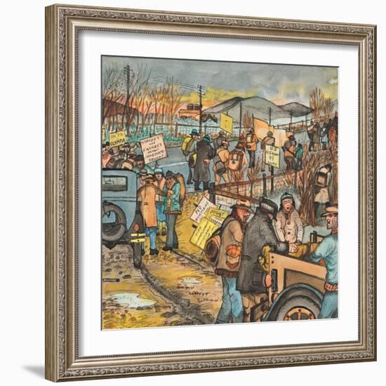 Men and Women in a Washington State Hunger March on U.S. Highway 99 South to Olympia-Ronald Ginther-Framed Giclee Print